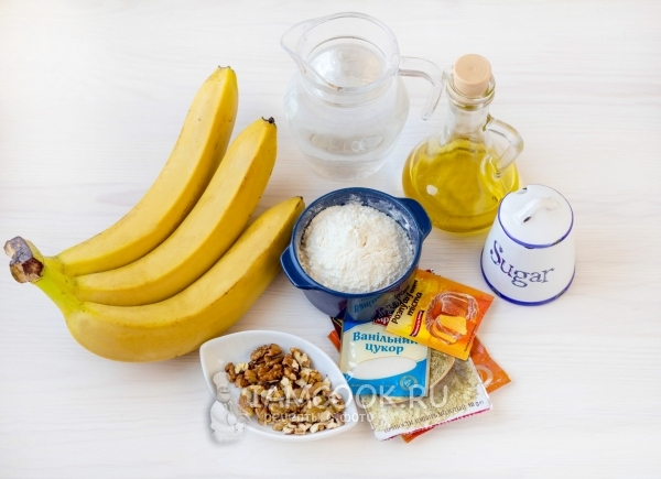 Ingredientes para el pastel de plátano magro