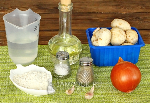 Ingredientes para salsa de champiñones magros