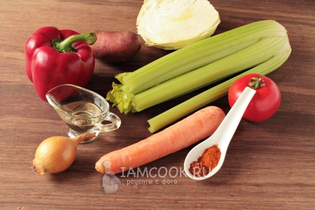 Složení pro chudou zeleninovou polévku s kmínkem celer