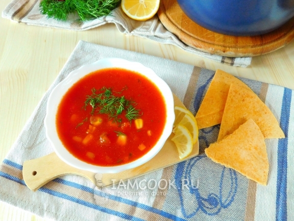 墨西哥风格的瘦西红柿汤照片