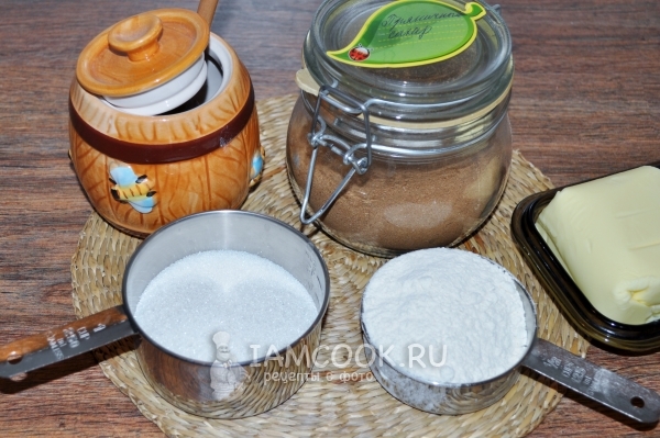 Ingredientes para pan de jengibre en azúcar de jengibre