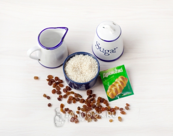 Ingredienti per kvas di riso (da riso e uvetta)