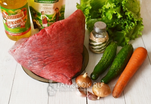 Ingredients for beef salad