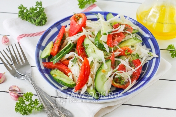 Recept za salatu od kupusa, krastavaca i rajčice