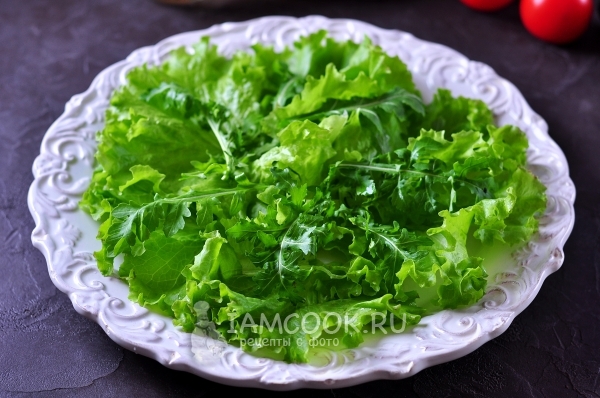 Coloque las hojas de lechuga en un plato