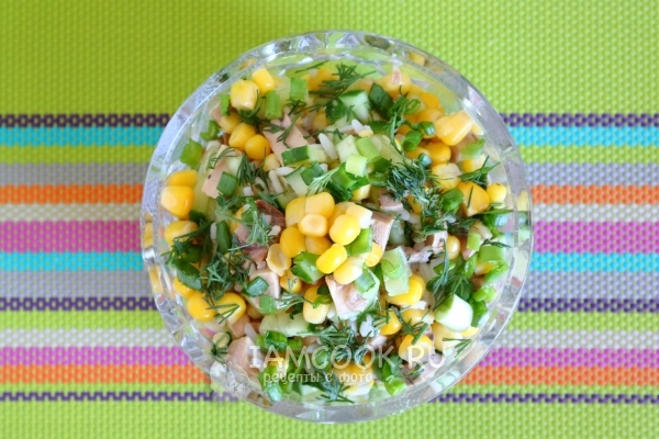 Salad Recipe with Cod Liver and Corn