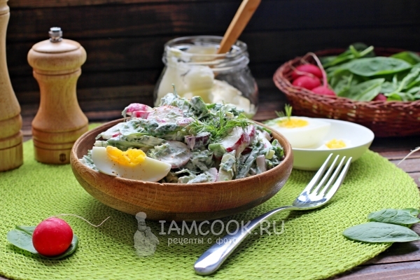 Salat opskrift med spinat og æg