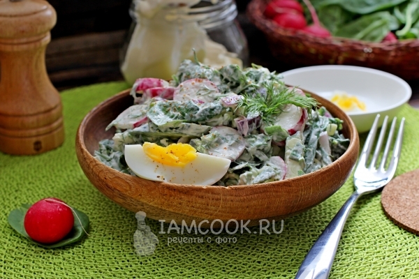 Billede af salat med spinat og æg