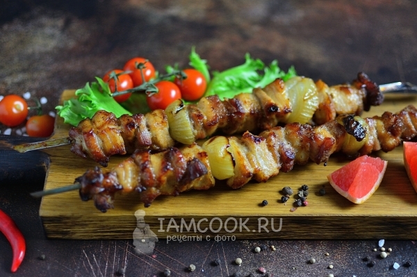Resep untuk shish kebab dari perut babi
