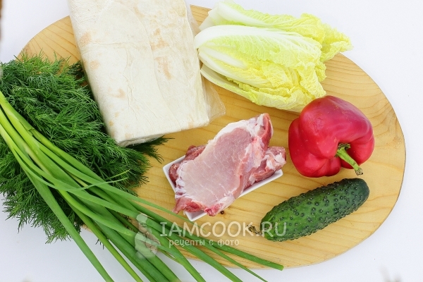 Ingredients for home-made shaurma with pork