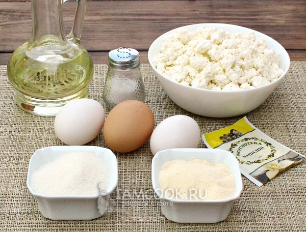 Ingredients for curd flours without flour with semolina