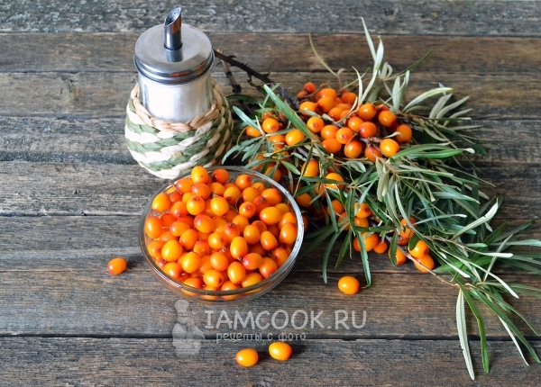 Ingredienti per lo sciroppo di olivello spinoso per l'inverno