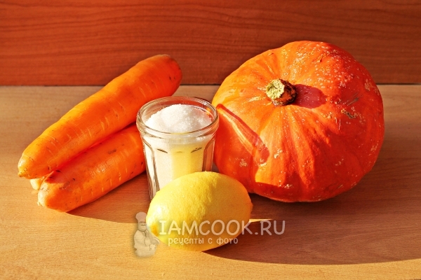 Συστατικά για χυμό κολοκύθας-καρότου για το χειμώνα