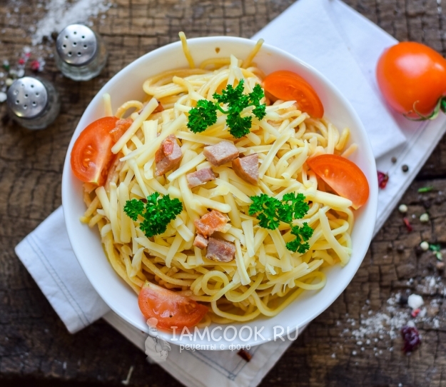 Špagety se šunkou a sýrovým receptorem