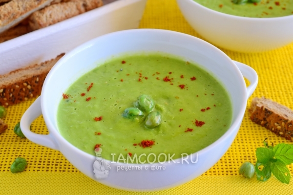 صورة من الحساء هريس من البازلاء الخضراء المجمدة