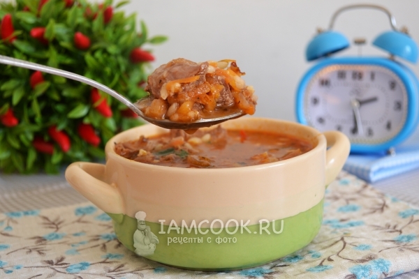 صورة من الحساء الكلاسيكي Harcho من لحم الضأن مع الأرز