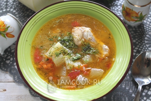 Billede af suppe med courgette og kylling