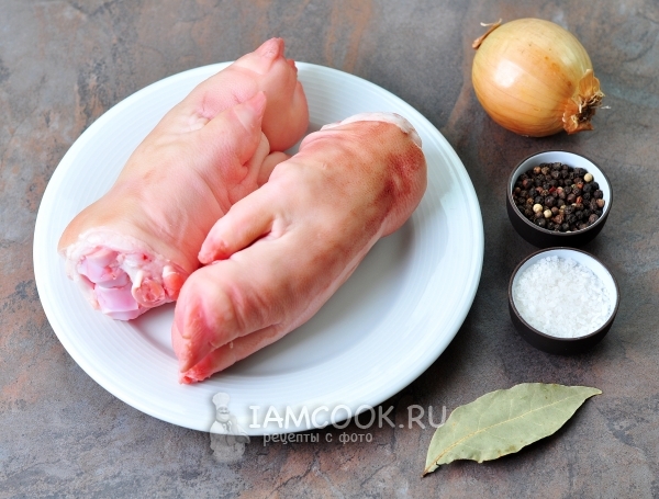 Ingredientes para piernas de cerdo al horno en el horno