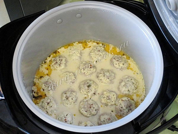 La receta para cocinar albóndigas con salsa en un multi-
