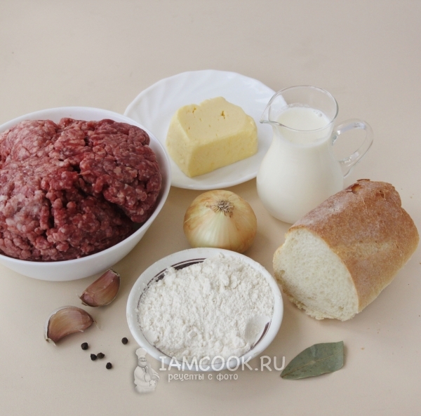 المكونات لكرات اللحم في صلصة بيضاء