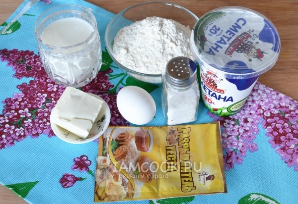 Ingredienser til dej til kurik på kefir