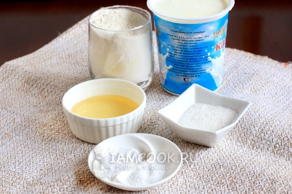 Ingredients for dough for yogurt cakes without yeast
