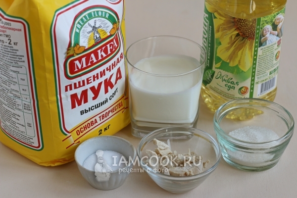 Ingredients for kefir dough without pie eggs