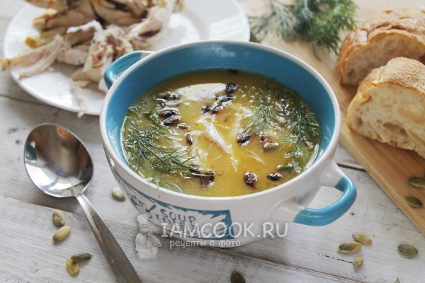 चिकन के साथ कद्दू सूप के लिए पकाने की विधि