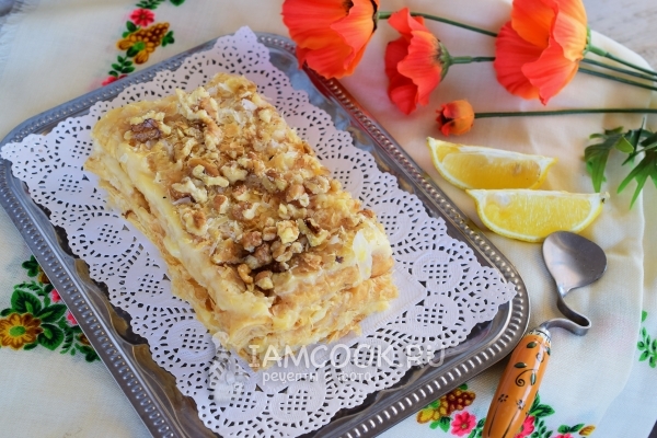 Rezept für Napoleon Kuchen aus Blätterteig mit Vanillepudding