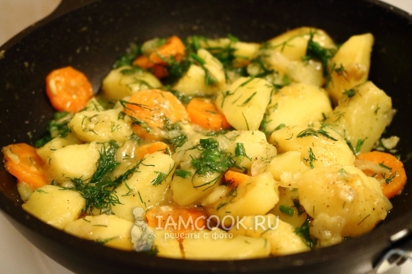 炖土豆配胡萝卜和洋葱的照片