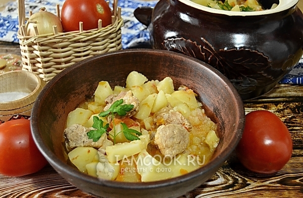 Recept za pirjanog krumpira s mesom u loncu