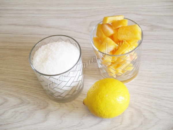 Ingredients for pumpkin jam with lemon