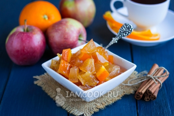 苹果果酱与橙色冬天的照片