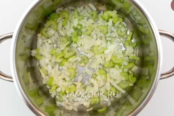 Fry the onions and celery