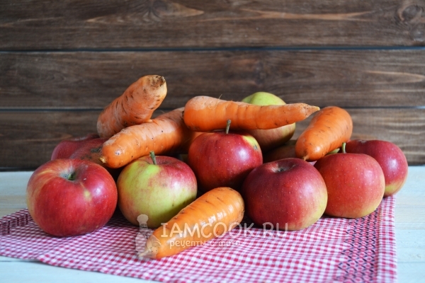 Ingredients for apple-carrot juice for the winter through a juicer