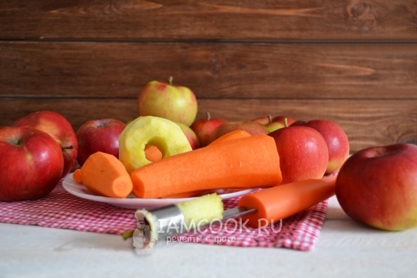 Peel apples and carrots
