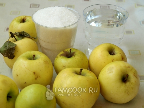 Συστατικά για μήλα σε σιρόπι σφήνες για το χειμώνα