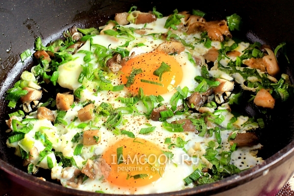 Recept na míchaná vejce s houbami