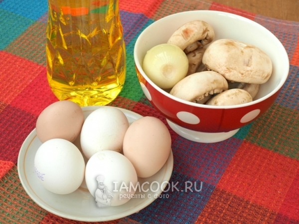 Συστατικά για σνακ αυγών γεμιστά με μανιτάρια