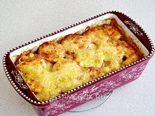 Bake a casserole in the oven