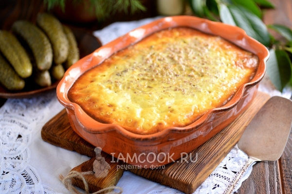 Recipe for baked pancakes with minced meat and minced meat