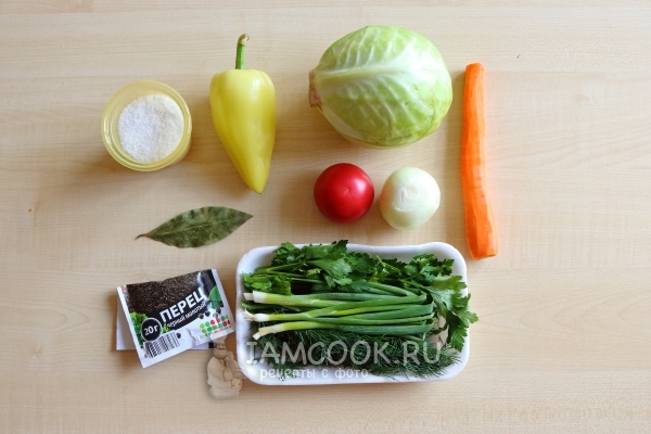 Ingredients for green cabbage soup