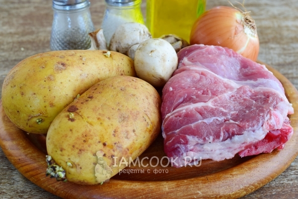Složení pro smažené brambory s masem a houbami