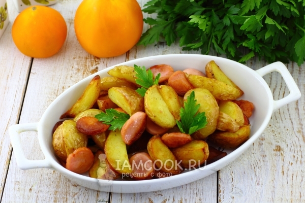 A recipe for fried potatoes with sausages