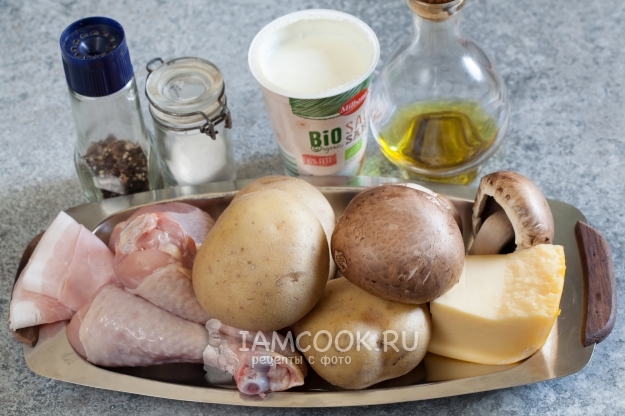 Ingredienser til julienne i kartofler